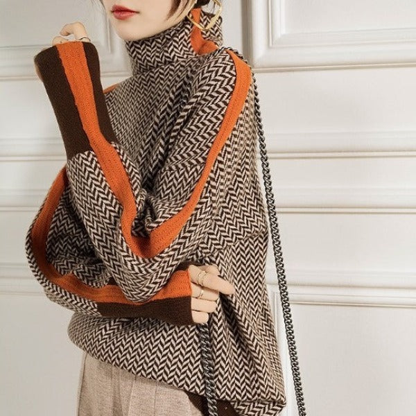 Suzanne™ | Contrasting Stripe Turtleneck